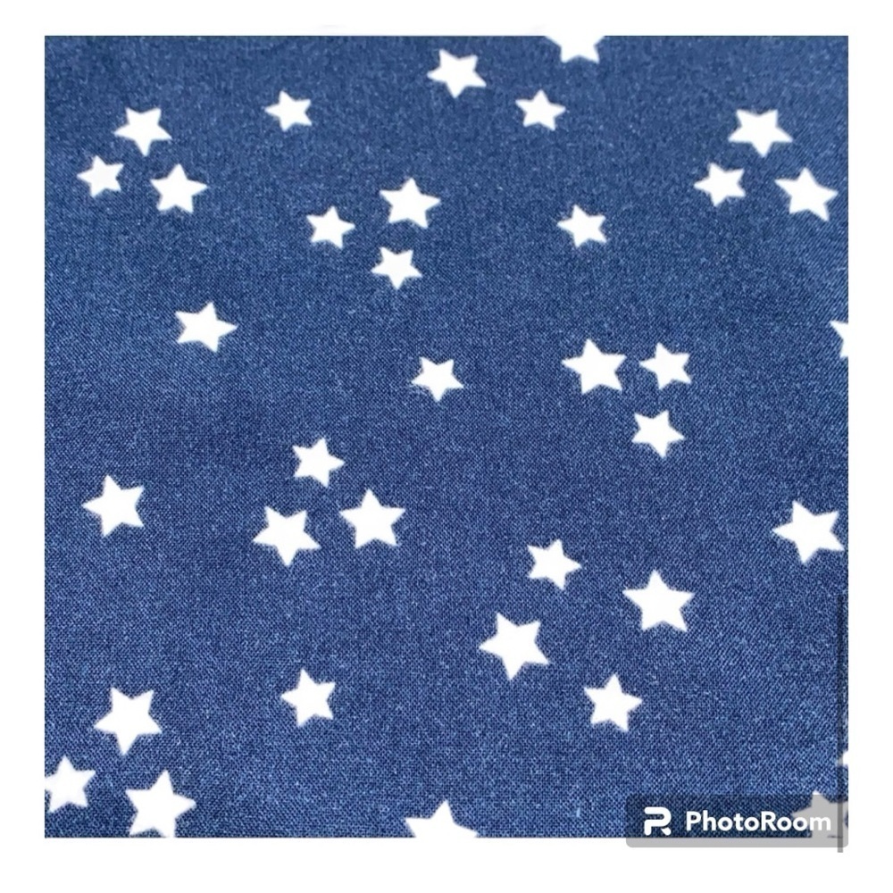 🌷 NOBO Blue with White Star Cropped / Spaghetti Strap Racerback Tank Top - Picture 5 of 5